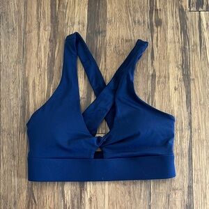 Fabletics Blue Sports Bra with Cross-Back Design